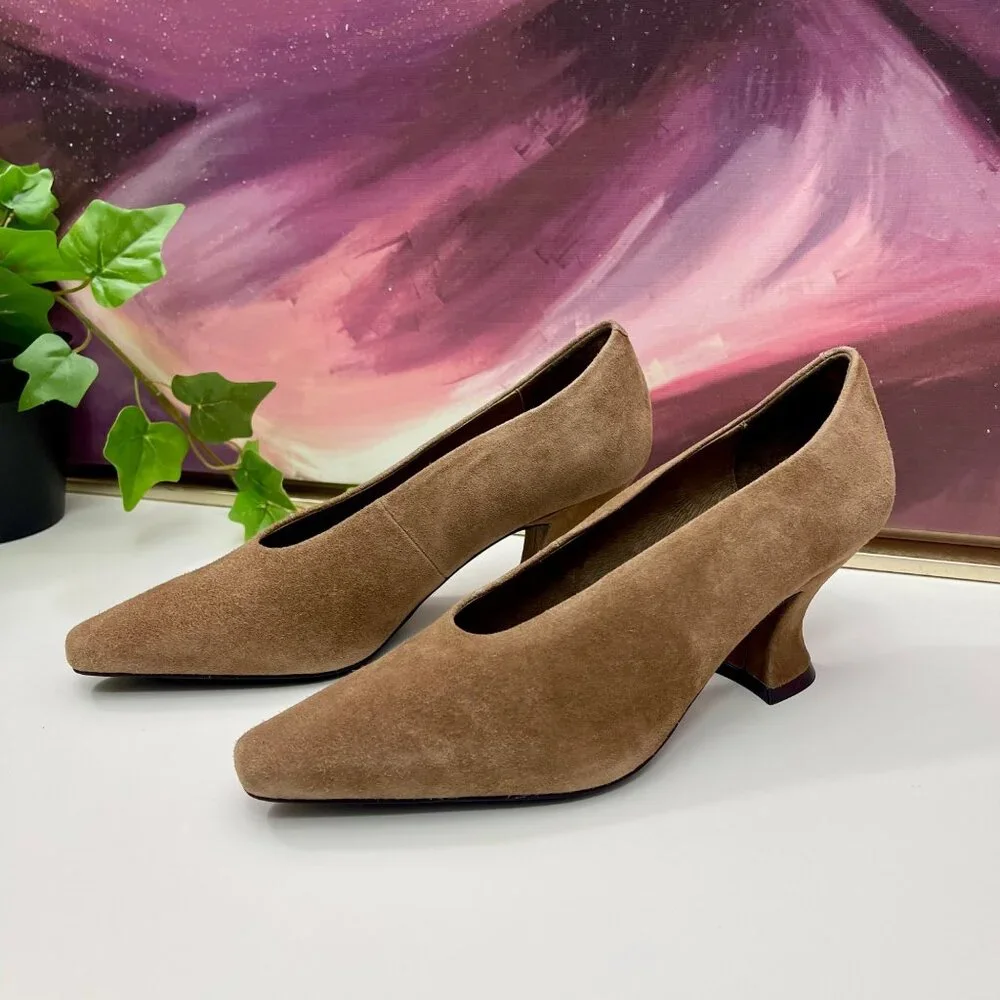 Jeffrey Campbell Hints-2 Suede Square Toe Pumps‎ Size 6.5